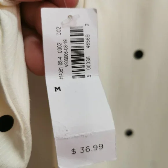 OLD NAVY  NEW Button up Polka Dot Shirt Crean Black SIZE (M) - Picture 5 of 7